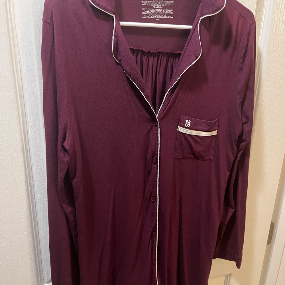 Burgundy Long Sleeve Pajama Top